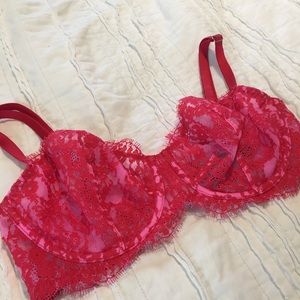 Stunning red and pink lace bra